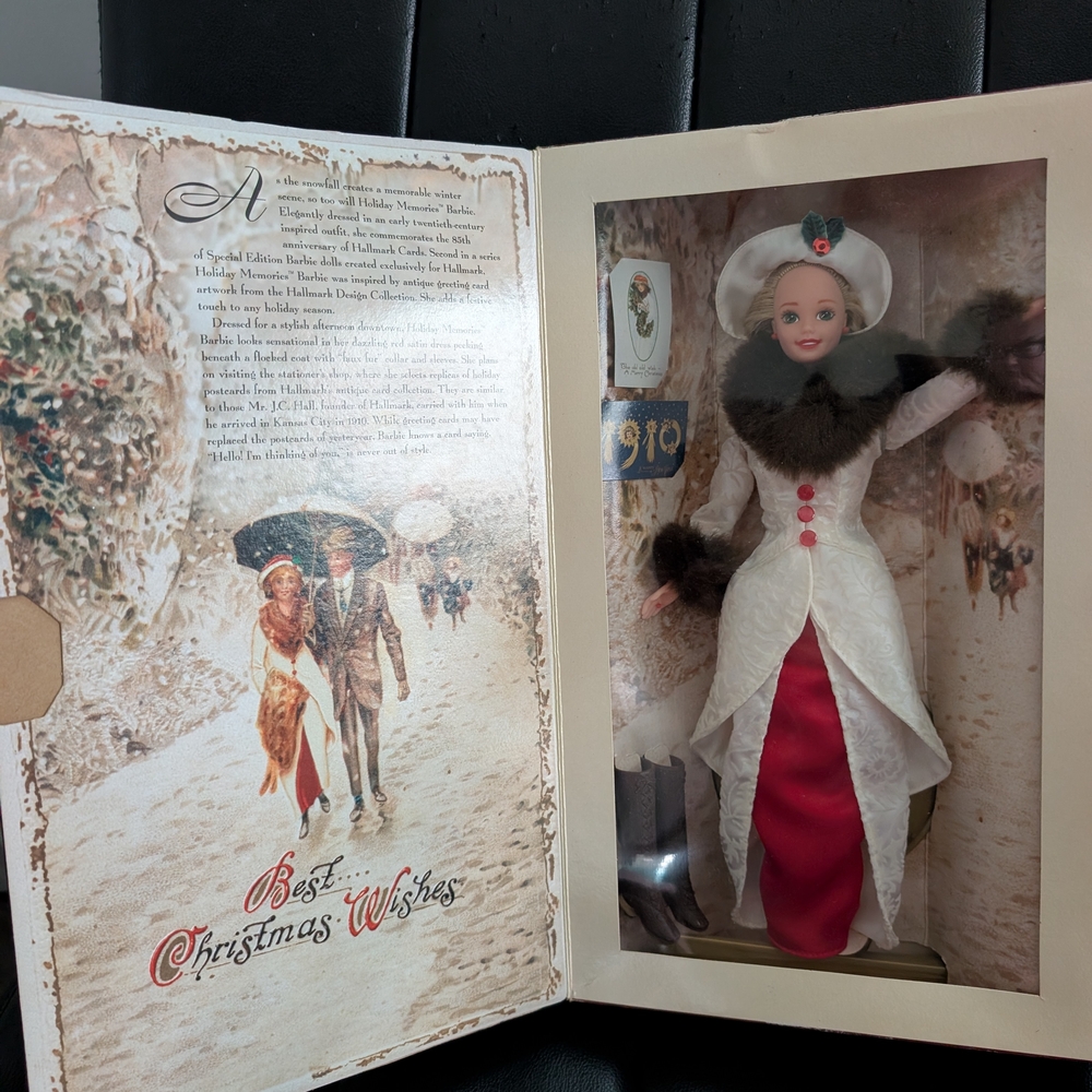 Elegant Holiday Doll in Red and White Dress